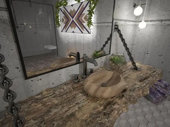 Kütük Ahşap Lavabo